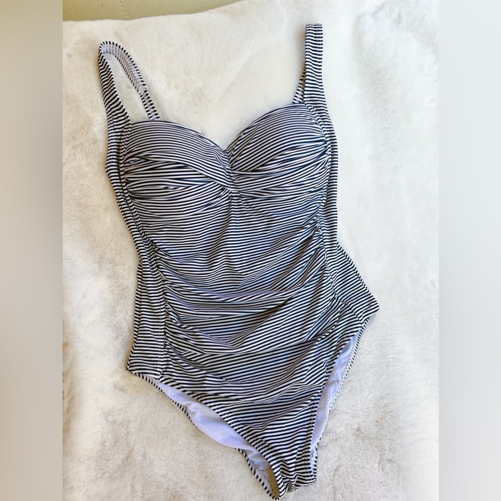 Bond-Eye L swimsuit white navy stripe D / DD rouched Australia - Picture 7 of 16